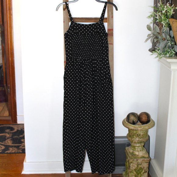 Old Navy Cropped Polka Dot Corset Style Smocked Wide Leg Jumpsuit - Picture 3 of 14